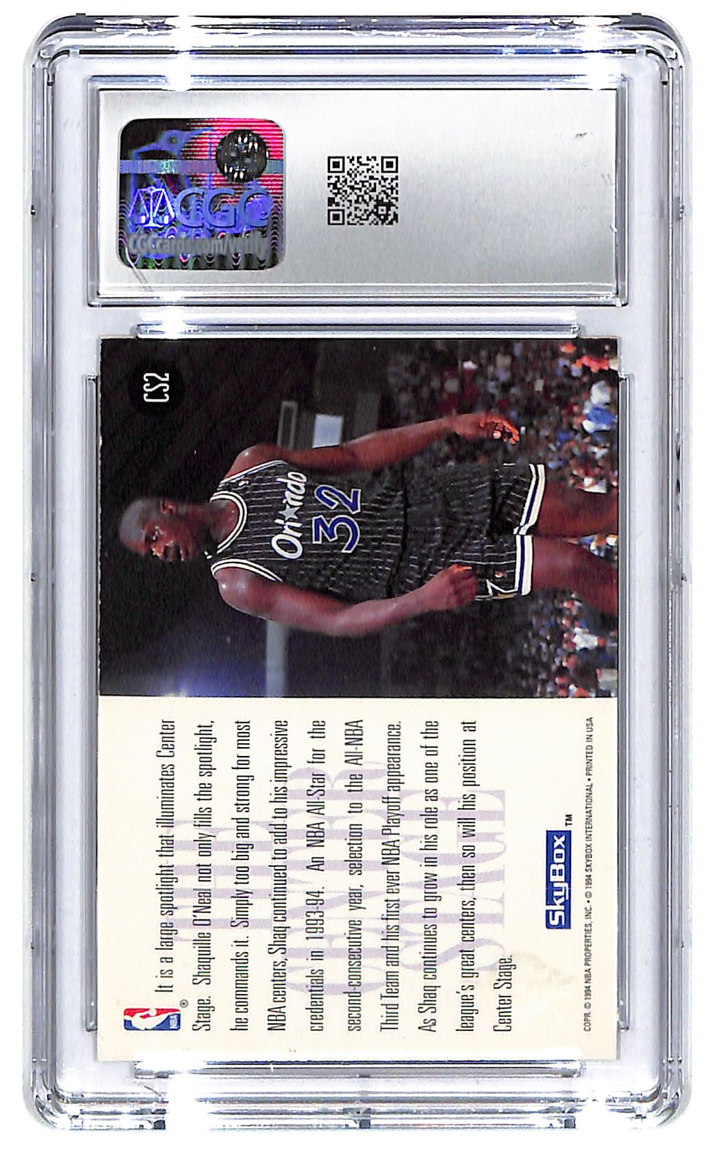 1994-95 Shaquille O'Neal Skybox Premium Center Stage #CS2 CGC Mint 9