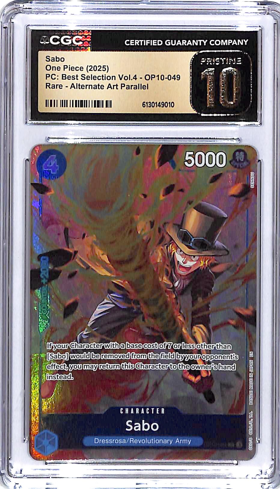 One Piece PC Best Selection Vol 4 OP10 Sabo 049 Alternate Art CGC 10 Pristine
