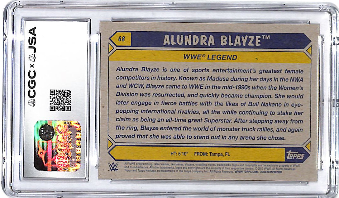 2017 Topps Heritage WWE Alundra Blayze Auto Autograph Signed CGC JSA Authentic 9