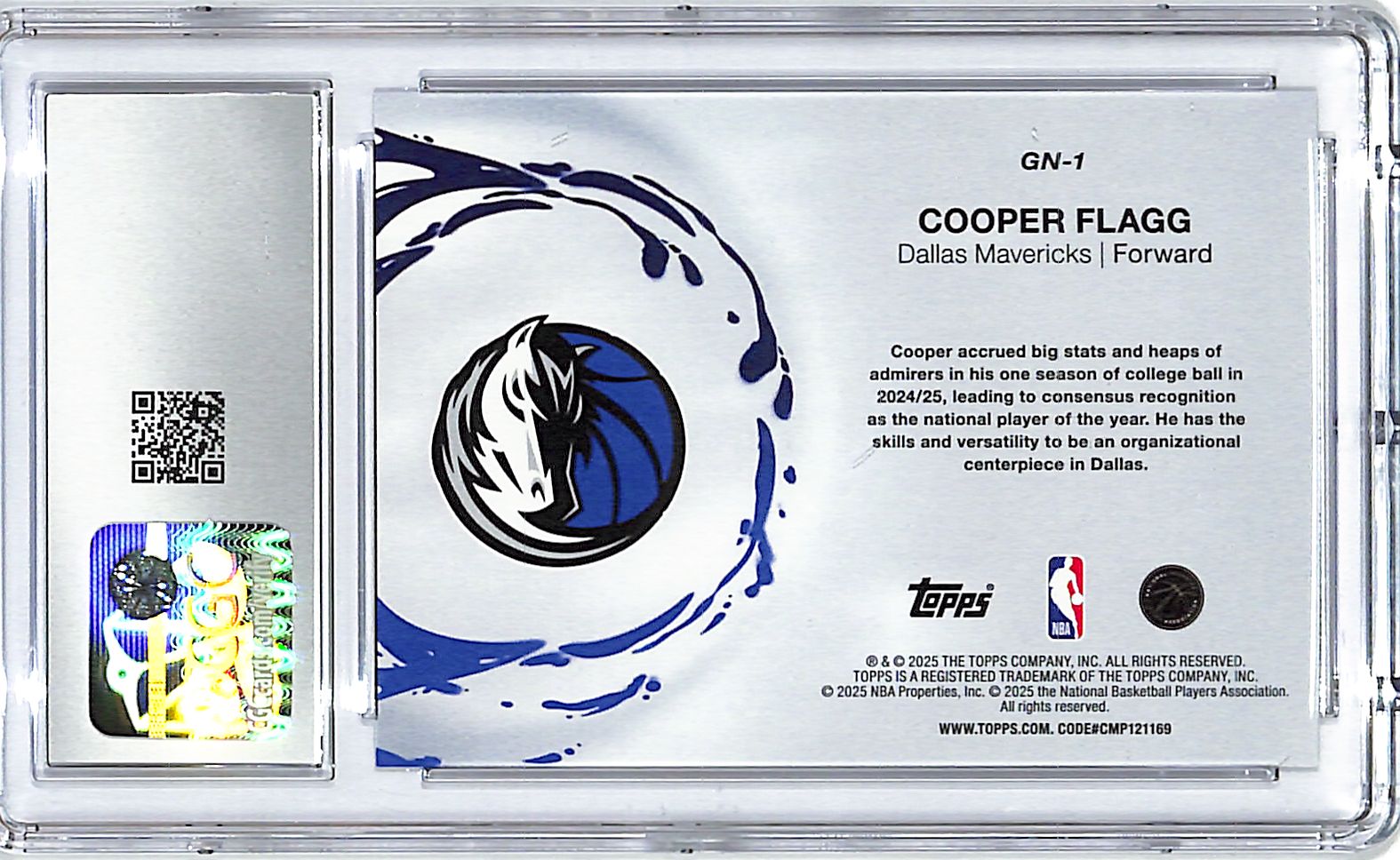 2025-26 Topps Cooper Flagg Generation Now Rookie #1 CGC 10 Mavericks
