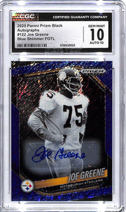2025 Prizm Black Mean Joe Greene Auto Autograph Blue Shimmer /15 CGC 10 Steelers