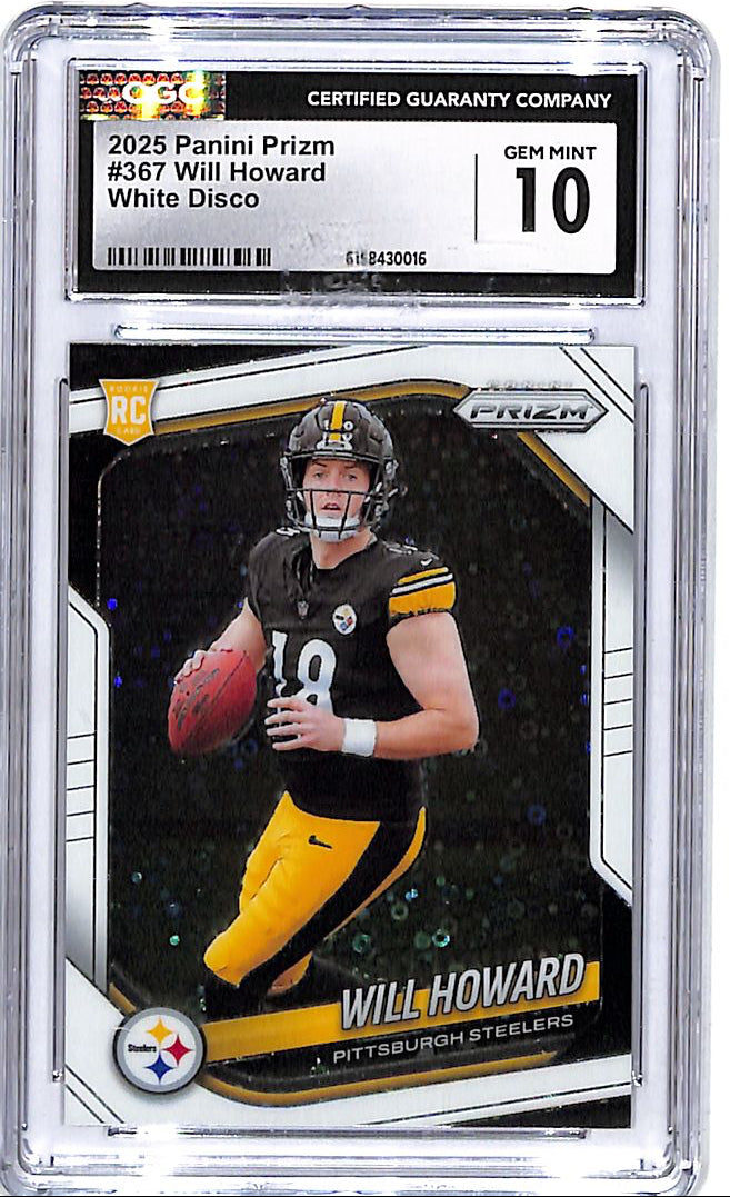 2025 Prizm Will Howard Rookie RC White Disco #367 CGC 10 Steelers