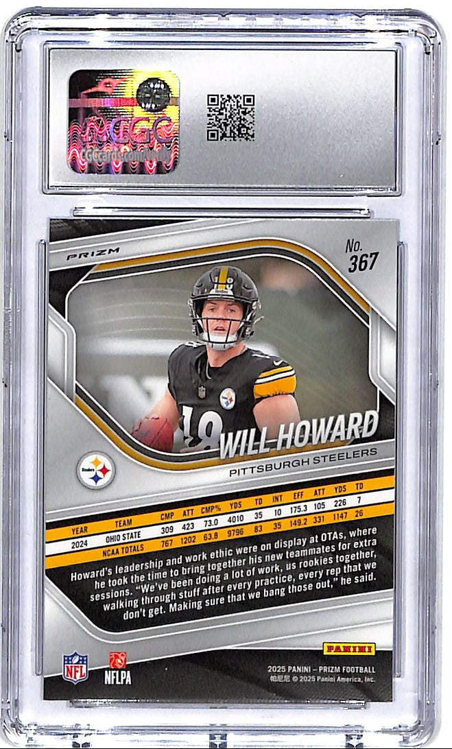 2025 Prizm Will Howard Rookie RC White Disco #367 CGC 10 Steelers