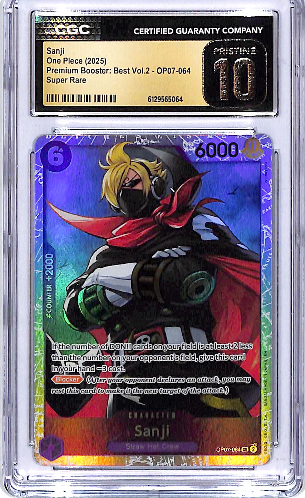 One Piece Premium Booster Best Vol 2 OP07 Sanji 064 CGC 10 Pristine