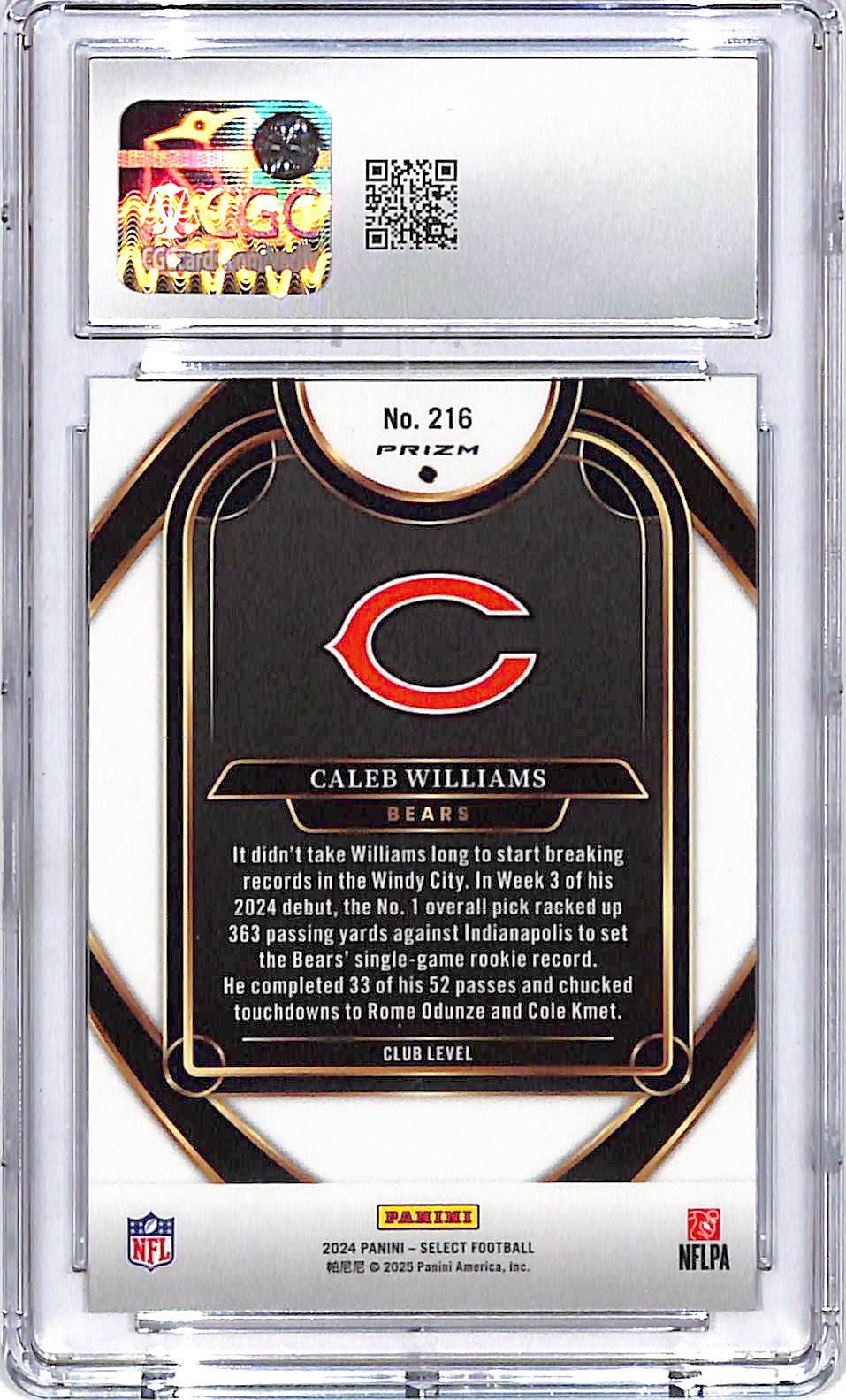 2024 Select Caleb Williams Rookie RC Red Yellow Shock CGC 10 Bears