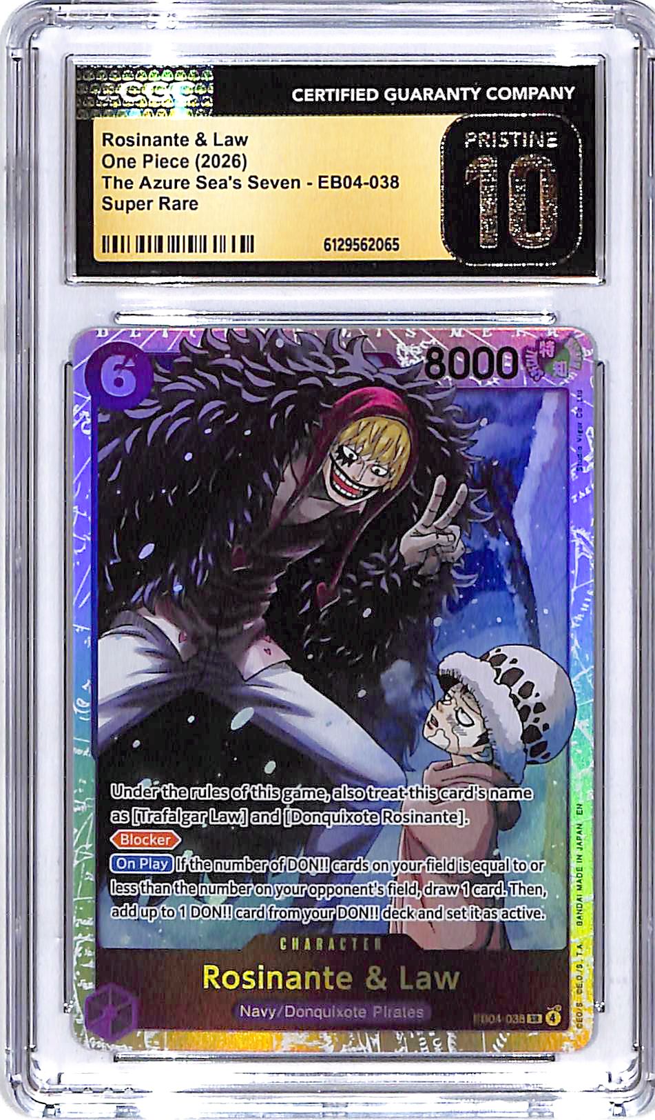 One Piece The Azure Sea's Seven EB04 Rosinante & Law 038 CGC 10 Pristine