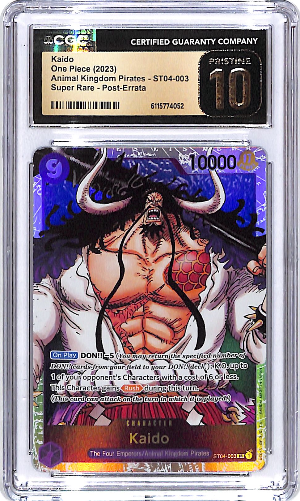 One Piece Animal Kingdom Pirates ST04 Kaido 003 CGC 10 Pristine