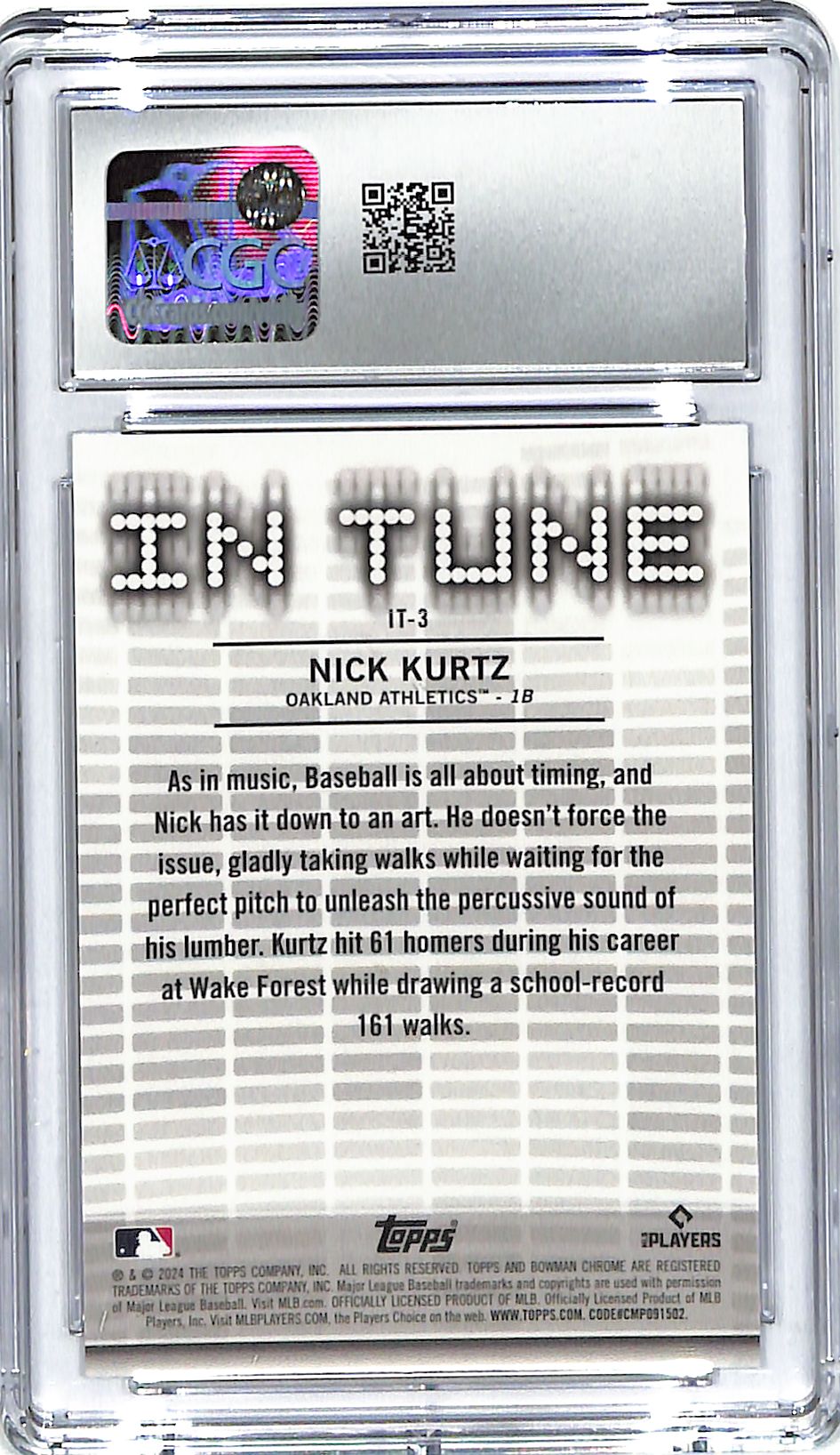 2024 Nick Kurtz Bowman Draft In Tune #IT-3 CGC Gem Mint 10