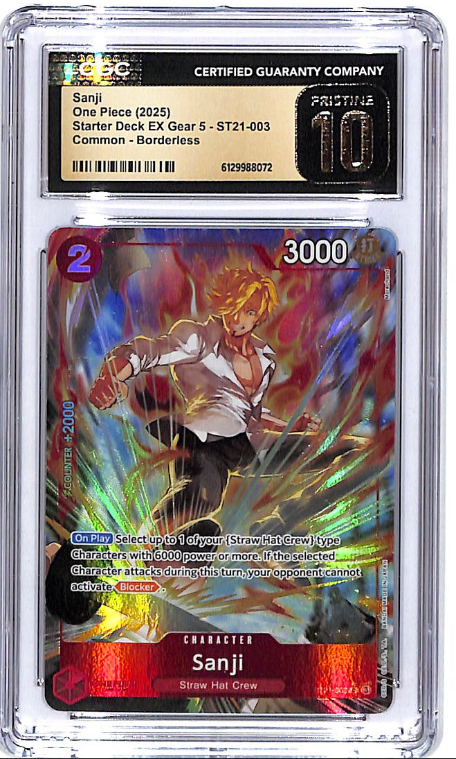 One Piece Starter Deck EX Gear 5 ST21 Sanji 003 Borderless CGC 10 Pristine