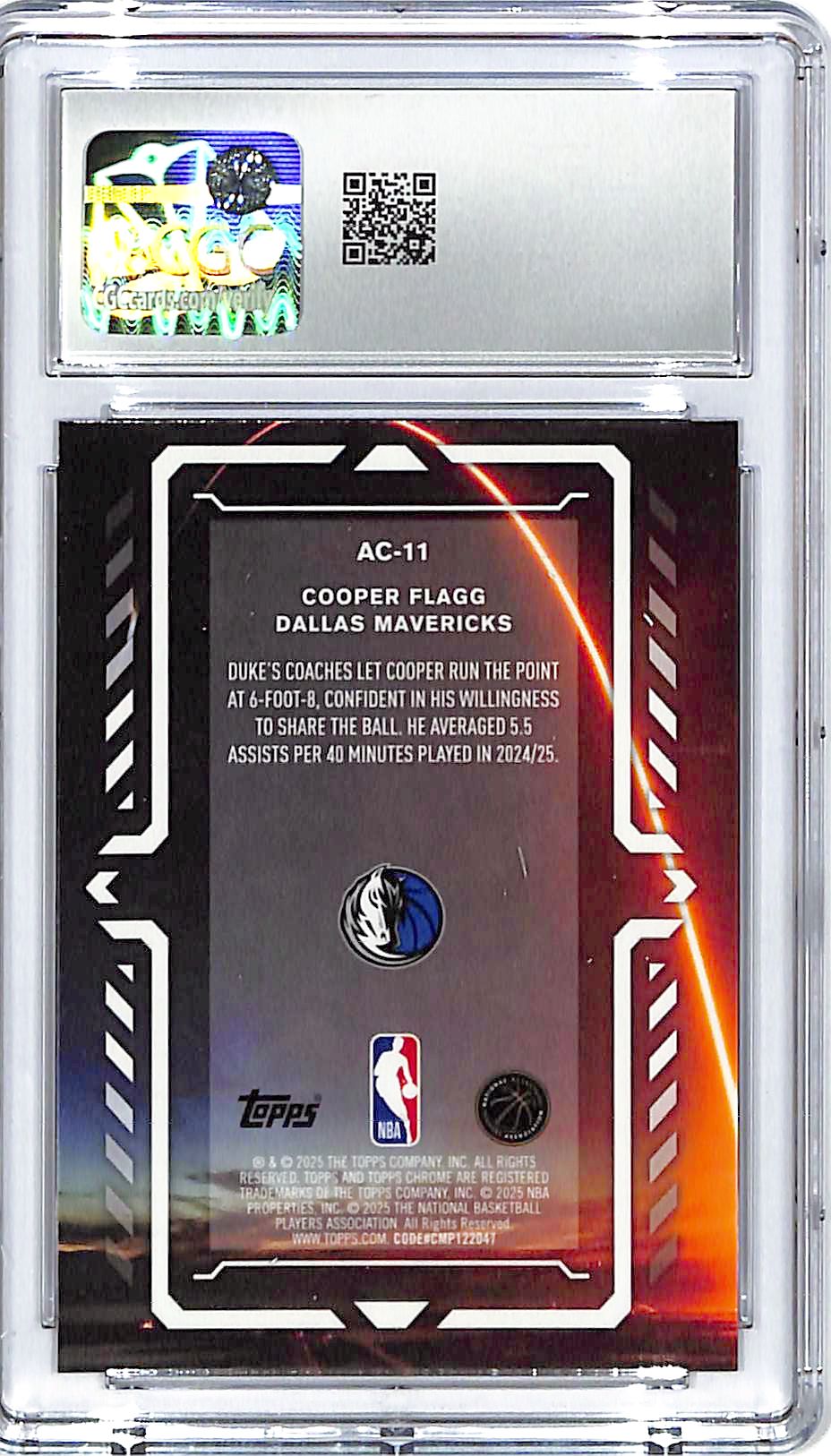2025-26 Topps Chrome Cooper Flagg Activators Rookie #11 CGC 10 Mavericks