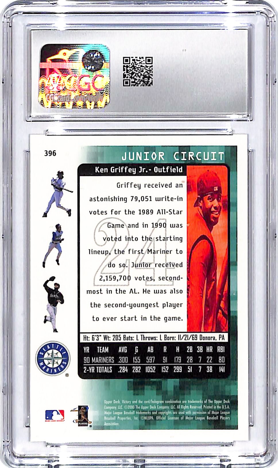 2000 Upper Deck Victory Ken Griffey Jr #396 CGC 10 Mariners
