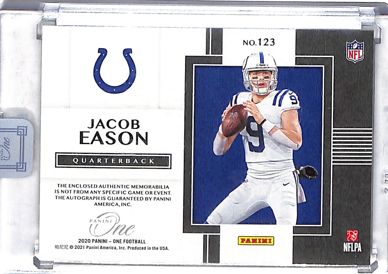 2020 Panini One Jacob Eason Auto Autograph Rookie RC Patch Jersey /25 Colts