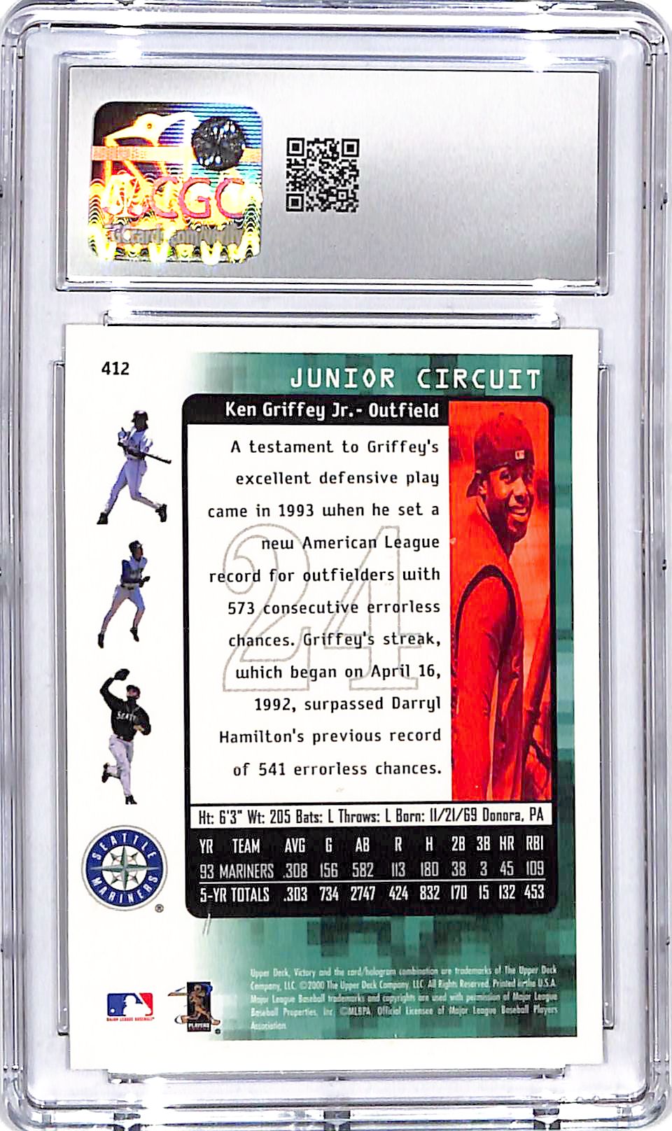 2000 Upper Deck Victory Ken Griffey Jr #412 CGC 10 Mariners