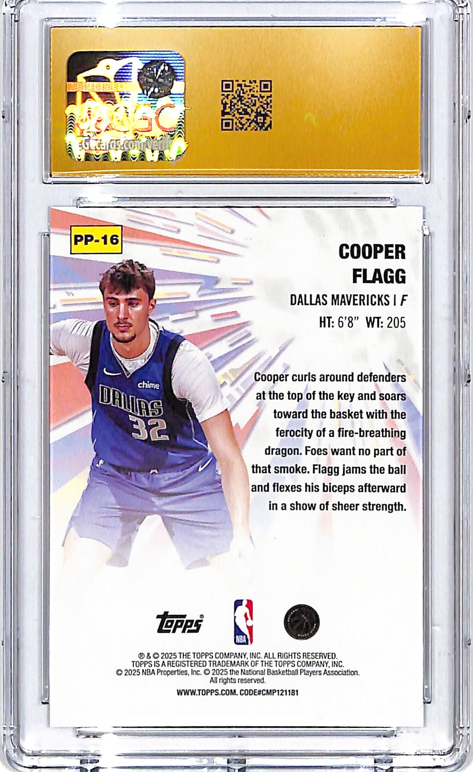2025-26 Topps Cooper Flagg Power Players Rookie RC CGC 10 Mavericks