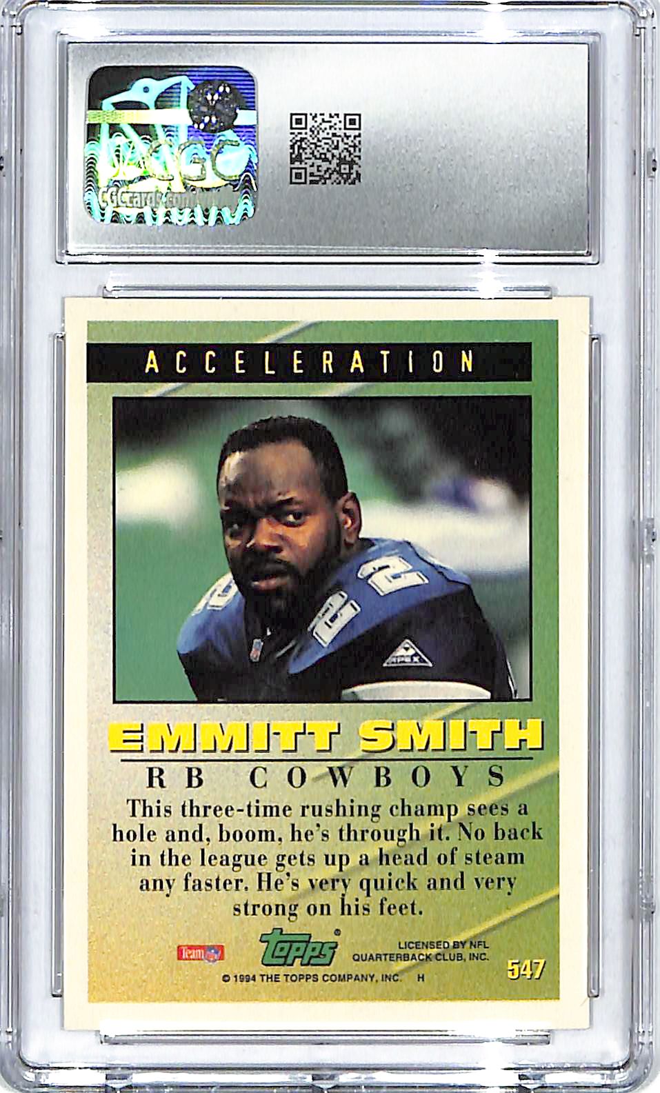 1994 Topps Emmitt Smith Tools of the Game #547 CGC 9.5 Cowboys
