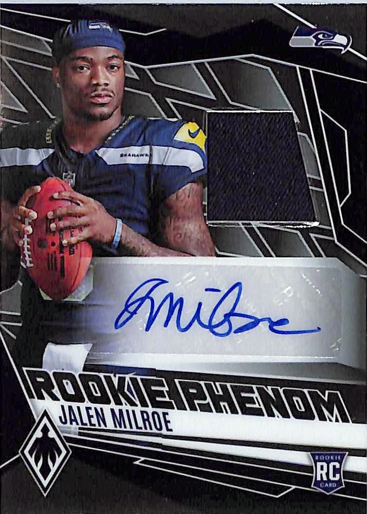2025 Phoenix Jalen Milroe Auto Autograph Rookie RC Patch Jersey /249 RPA Seahawks