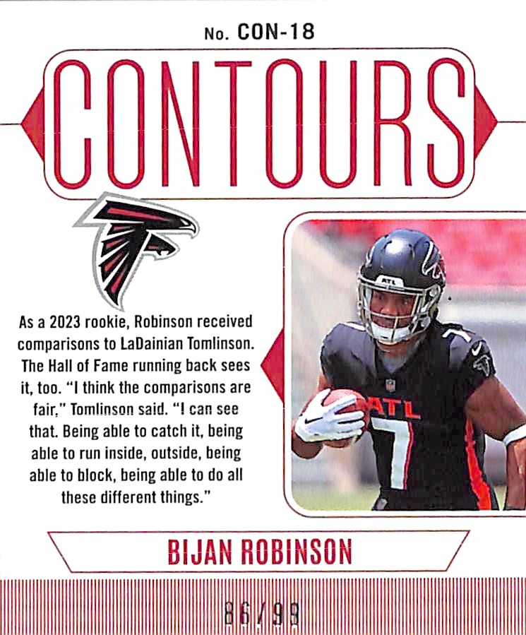 2023 Phoenix Bijan Robinson Contours Orange Rookie RC /99 Falcons