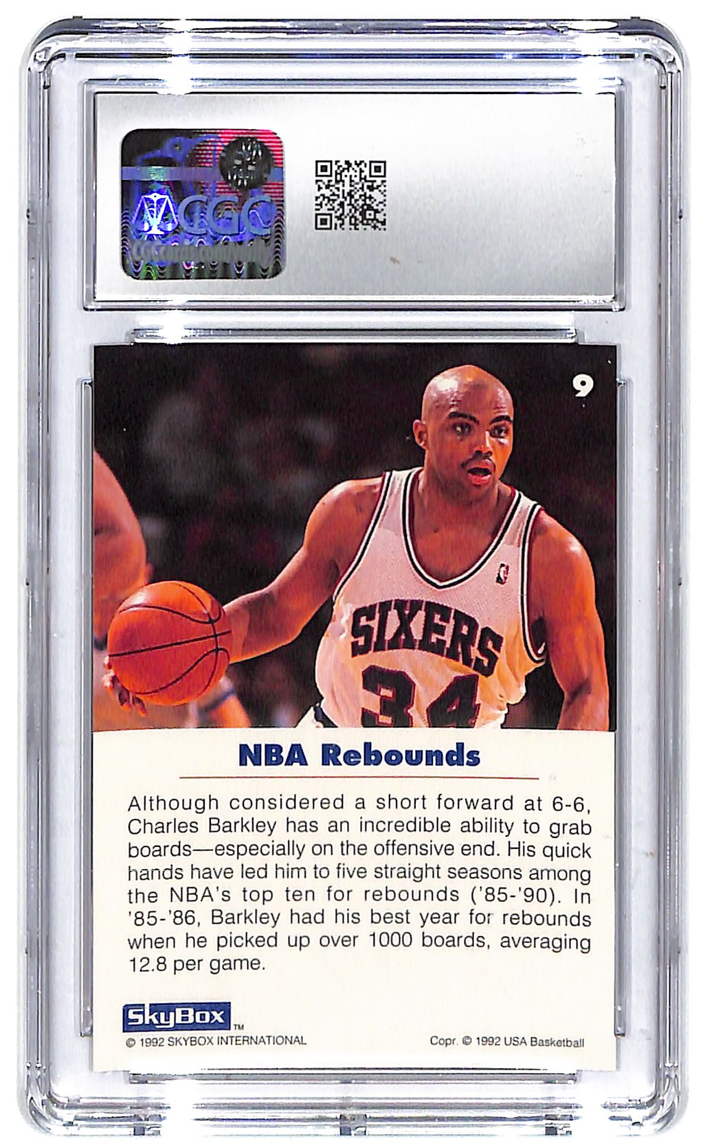 1992-93 Charles Barkley Skybox USA #9 CGC Gem Mint 10