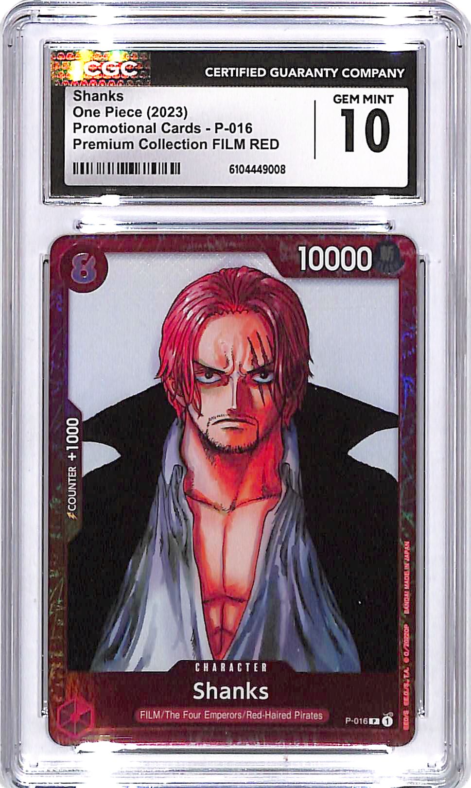 One Piece Promotional Cards Premium Collection Film Red Shanks P-016 CGC 10