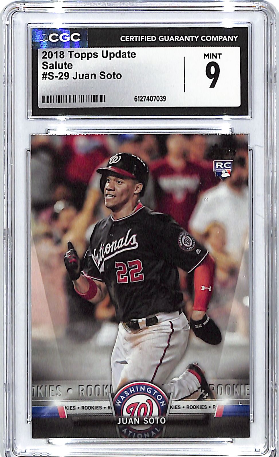 2018 Topps Update Juan Soto Salute Rookie RC #29 CGC 9 Nationals