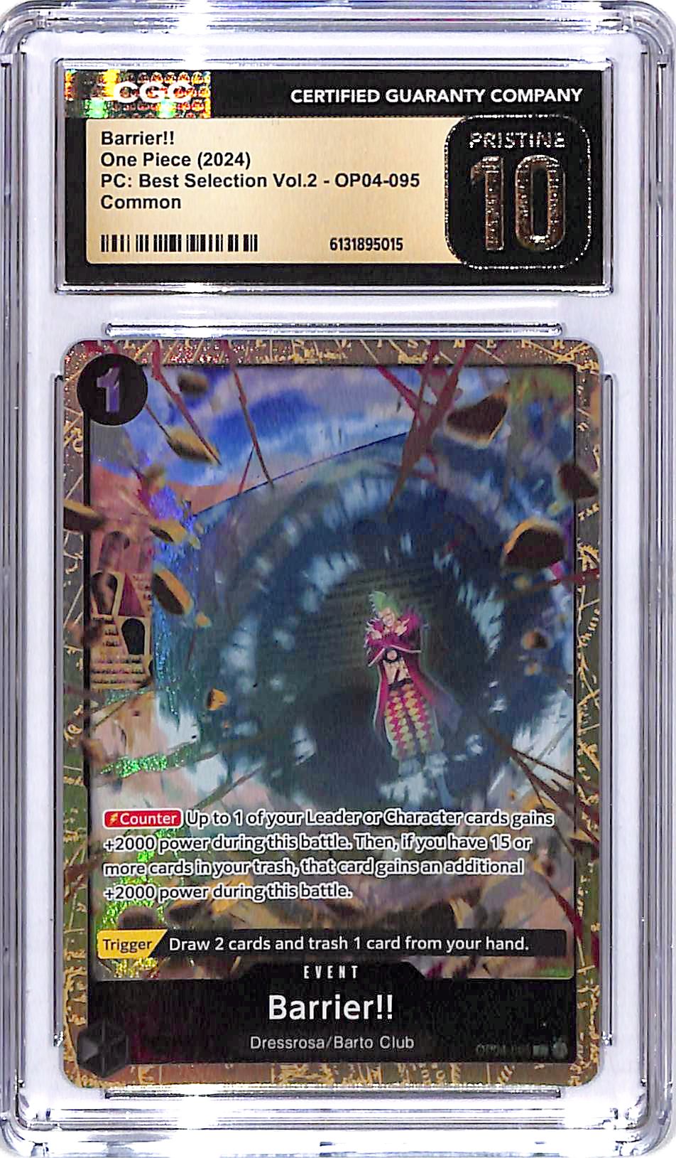 One Piece PC Best Selection Vol 2 OP04 Barrier 095 CGC 10 Pristine