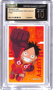 One Piece Deco Sticker Japanese Monkey D Luffy Ensky CGC 10 Pristine
