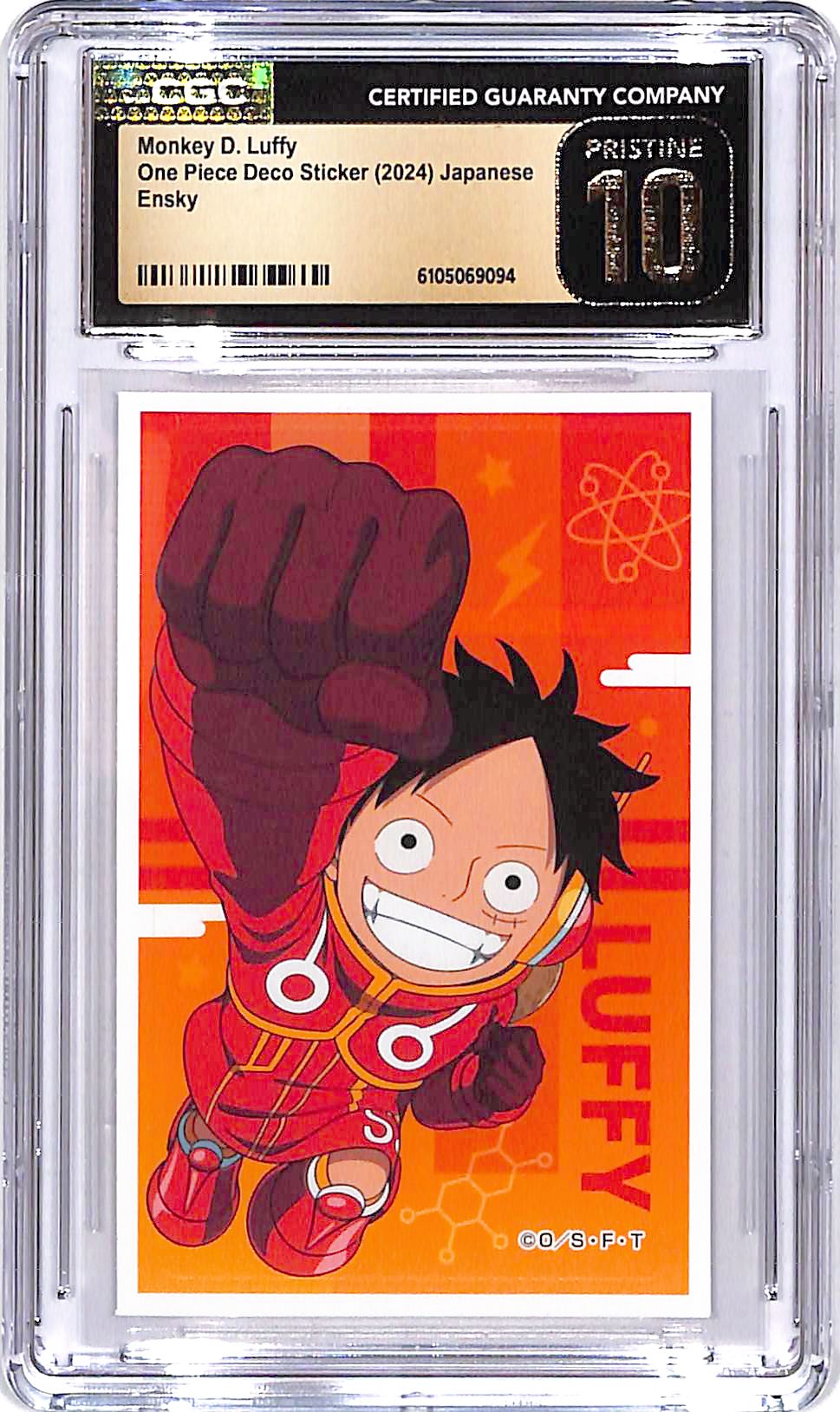 One Piece Deco Sticker Japanese Monkey D Luffy Ensky CGC 10 Pristine