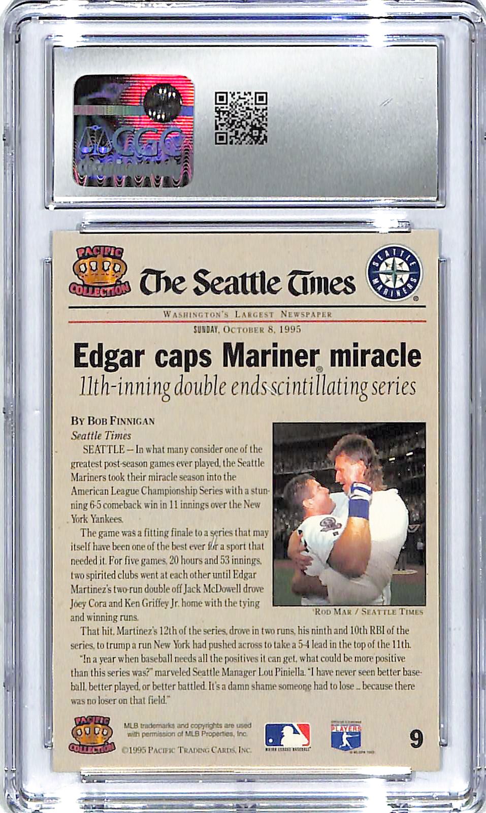 1995 Pacific Griffey Scores Winning Run Mariners Memories #9 CGC 9.5