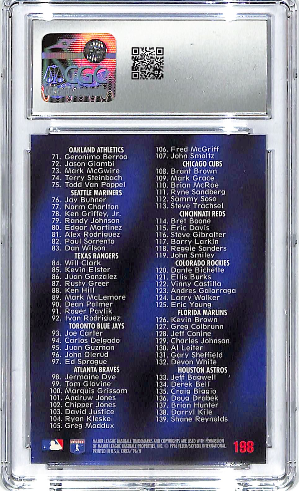 1996 Circa Ken Griffey Jr Checklist #198 CGC 9 Mariners