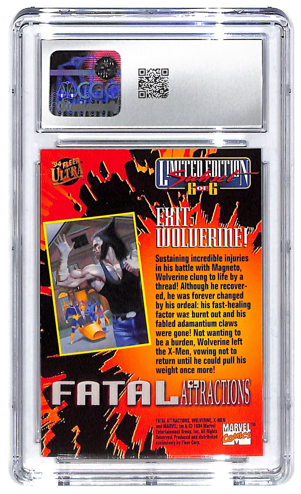 1994 Wolverine Fleer Ultra X-Men Fatal Attractions #6 of 6 CGC Mint Plus 9.5