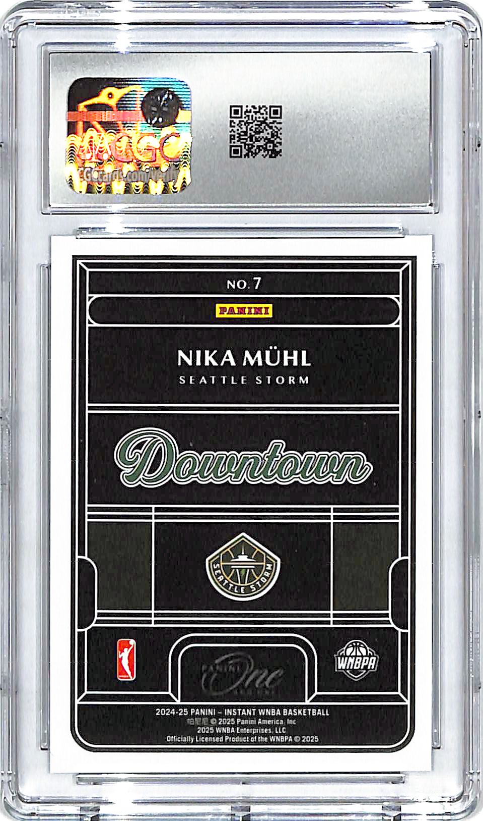 2024-25 WNBA Rookie Royalty Nika Muhl Downtown Rookie RC #7 CGC 10 Storm