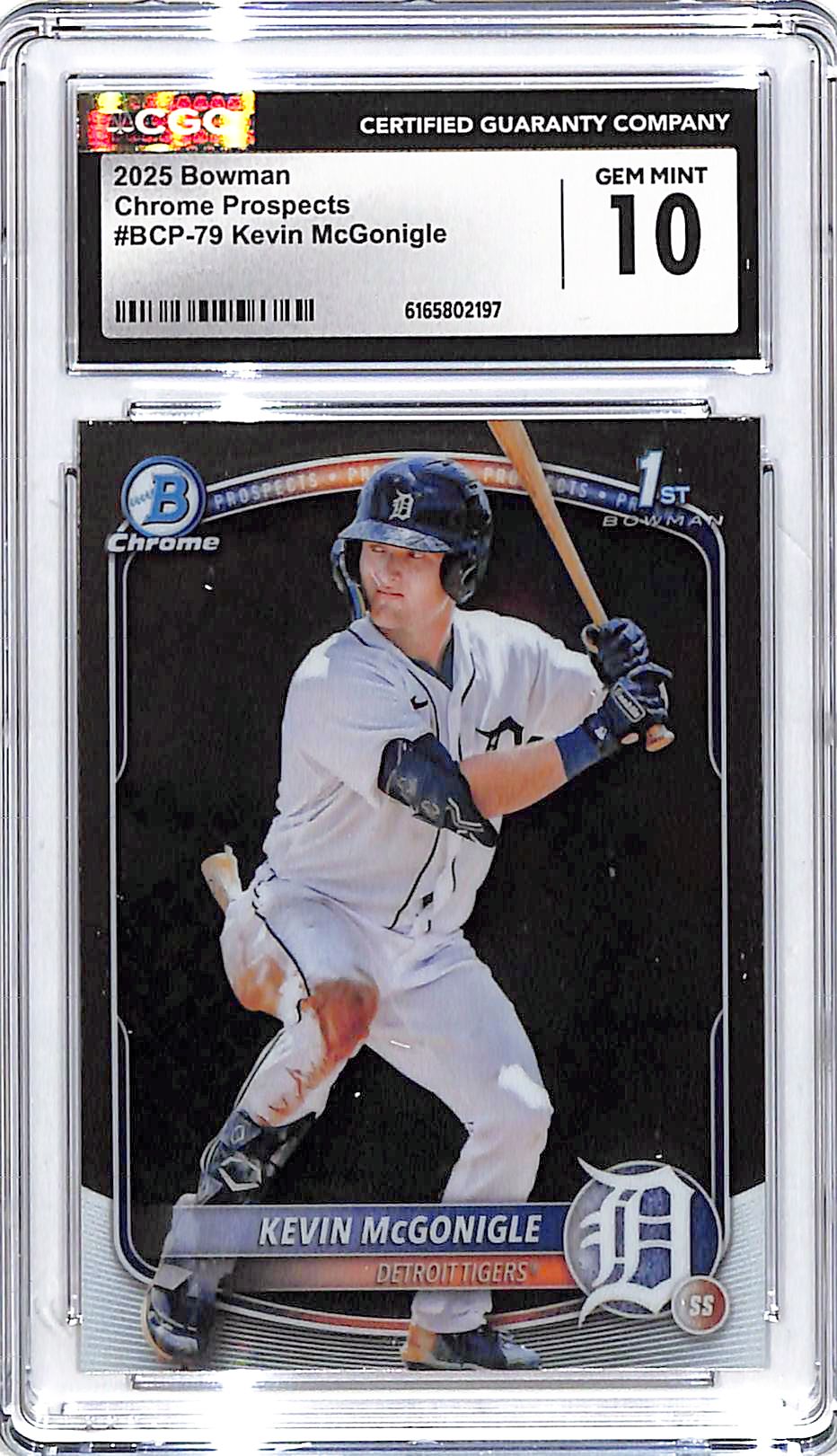 2025 Bowman Chrome Prospects Kevin McGonigle Rookie RC CGC 10 Tigers