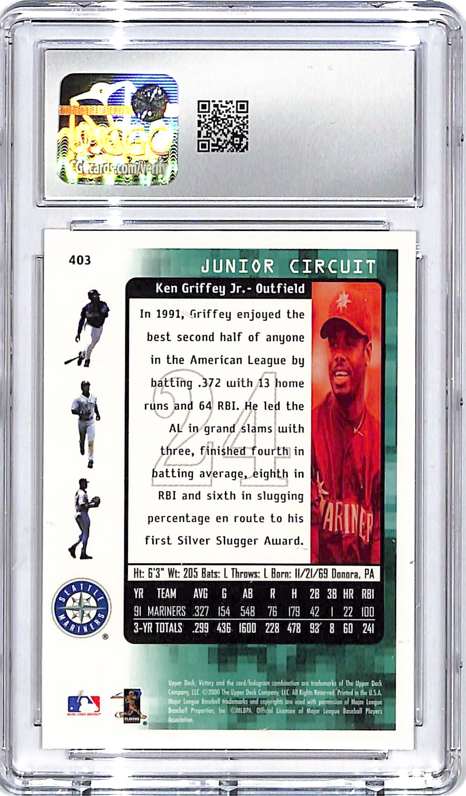 2000 Upper Deck Victory Ken Griffey Jr #403 CGC 10 Mariners