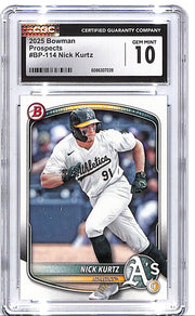 2025 Bowman Nick Kurtz Prospects Rookie RC CGC 10 Athletics