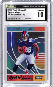 2018 Playoff Saquon Barkley Rookie Wave RC CGC 10 Giants