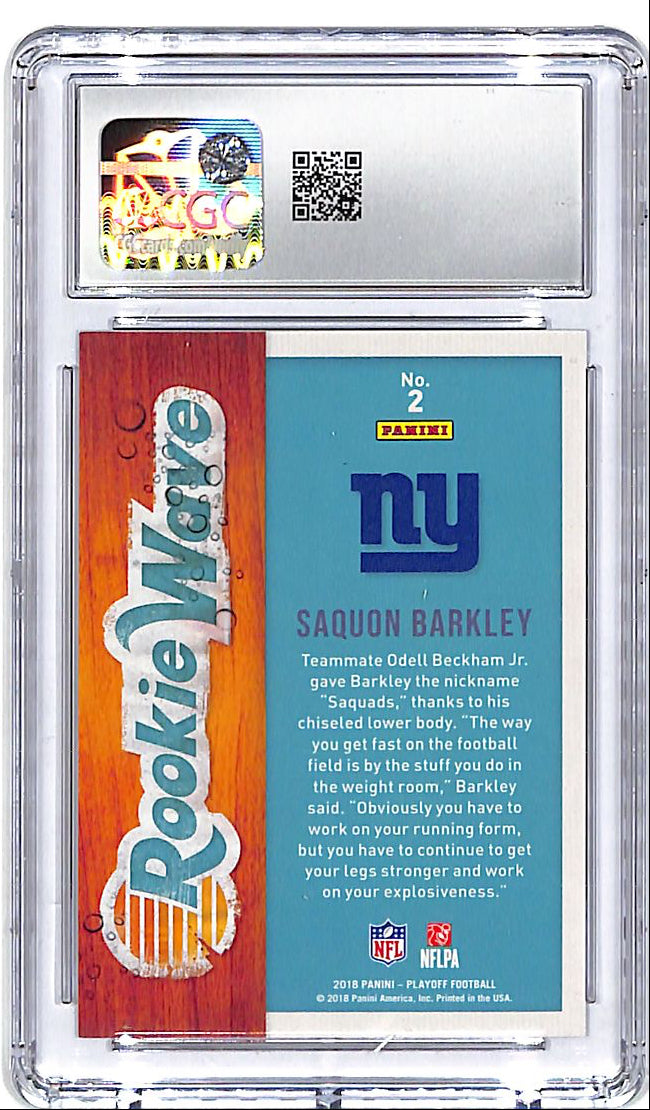 2018 Playoff Saquon Barkley Rookie Wave RC CGC 10 Giants