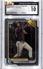 2024 Bowman Chrome Leo De Vries Prospect Rookie RC Mega Box Mojo Refractor CGC 10 Padres