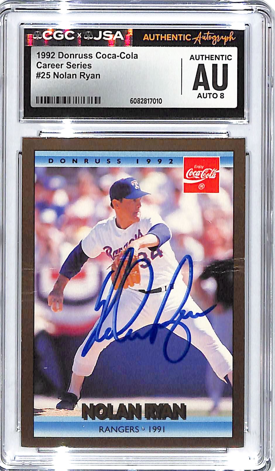 1992 Donruss Coca Cola Career Series Nolan Ryan Auto Autograph CGC Authentic