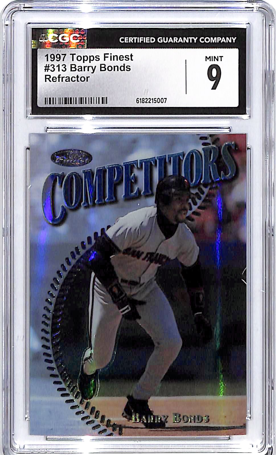 1997 Topps Finest Barry Bonds Refractor #313 CGC 9 Giants