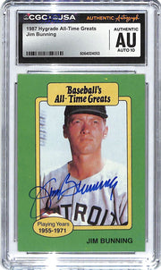 1987 Hygrade All Time Greats Jim Bunning Auto Autograph CGC Authentic