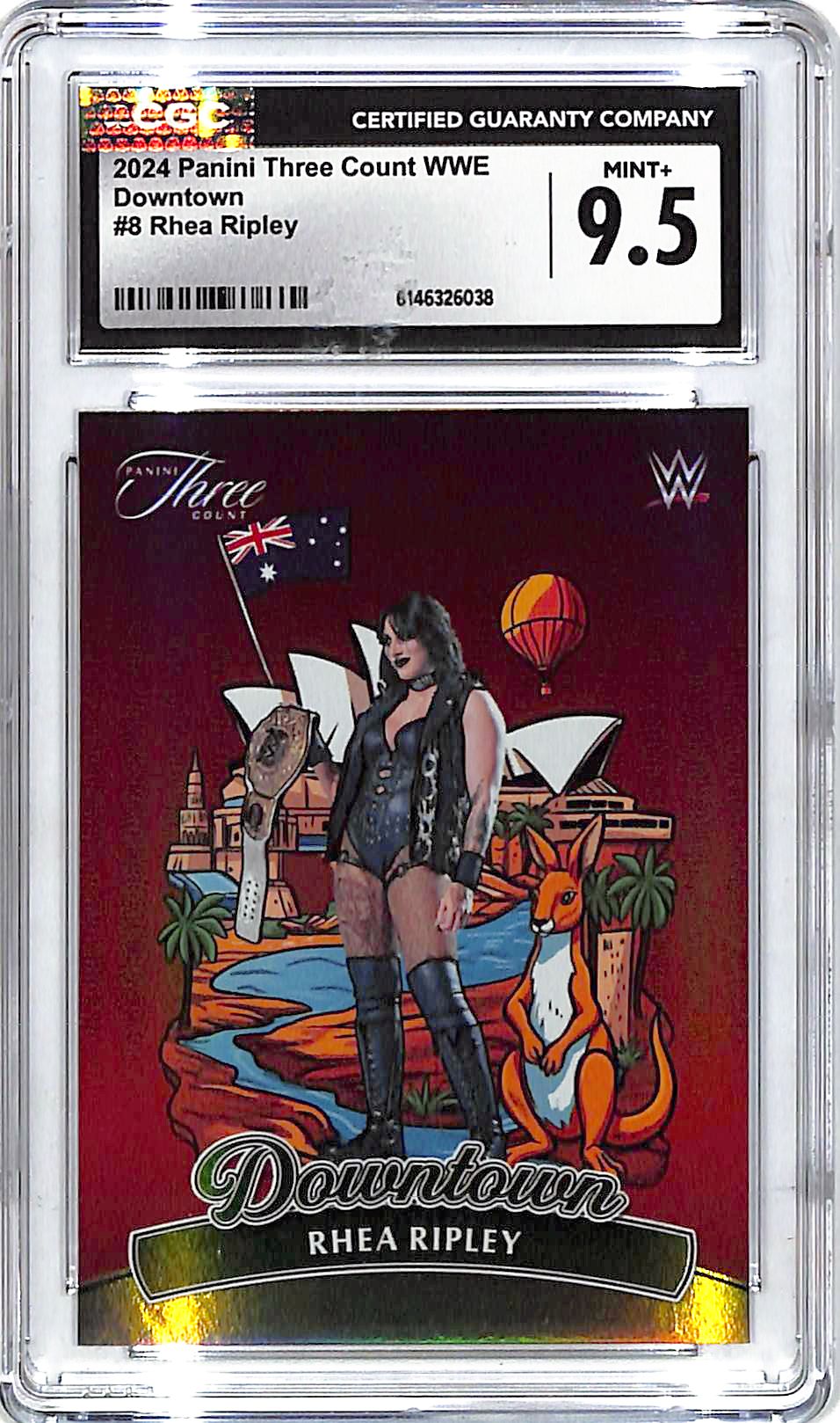 2024 Panini Three Count WWE Rhea Ripley Downtown #8 CGC 9.5