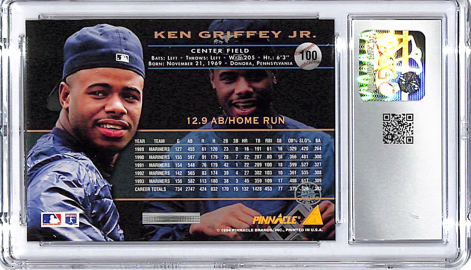 1994 Pinnacle Ken Griffey Jr #100 CGC 10 Mariners