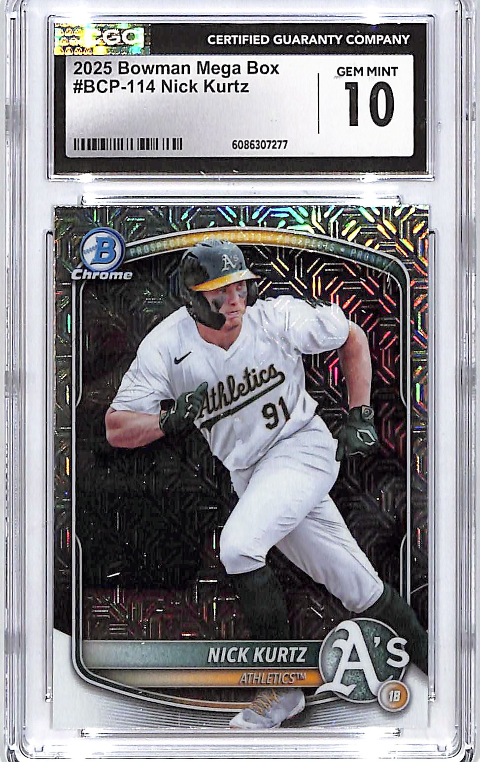 2025 Bowman Chrome Nick Kurtz Mega Box Mojo Refractor Rookie RC CGC 10 Athletics