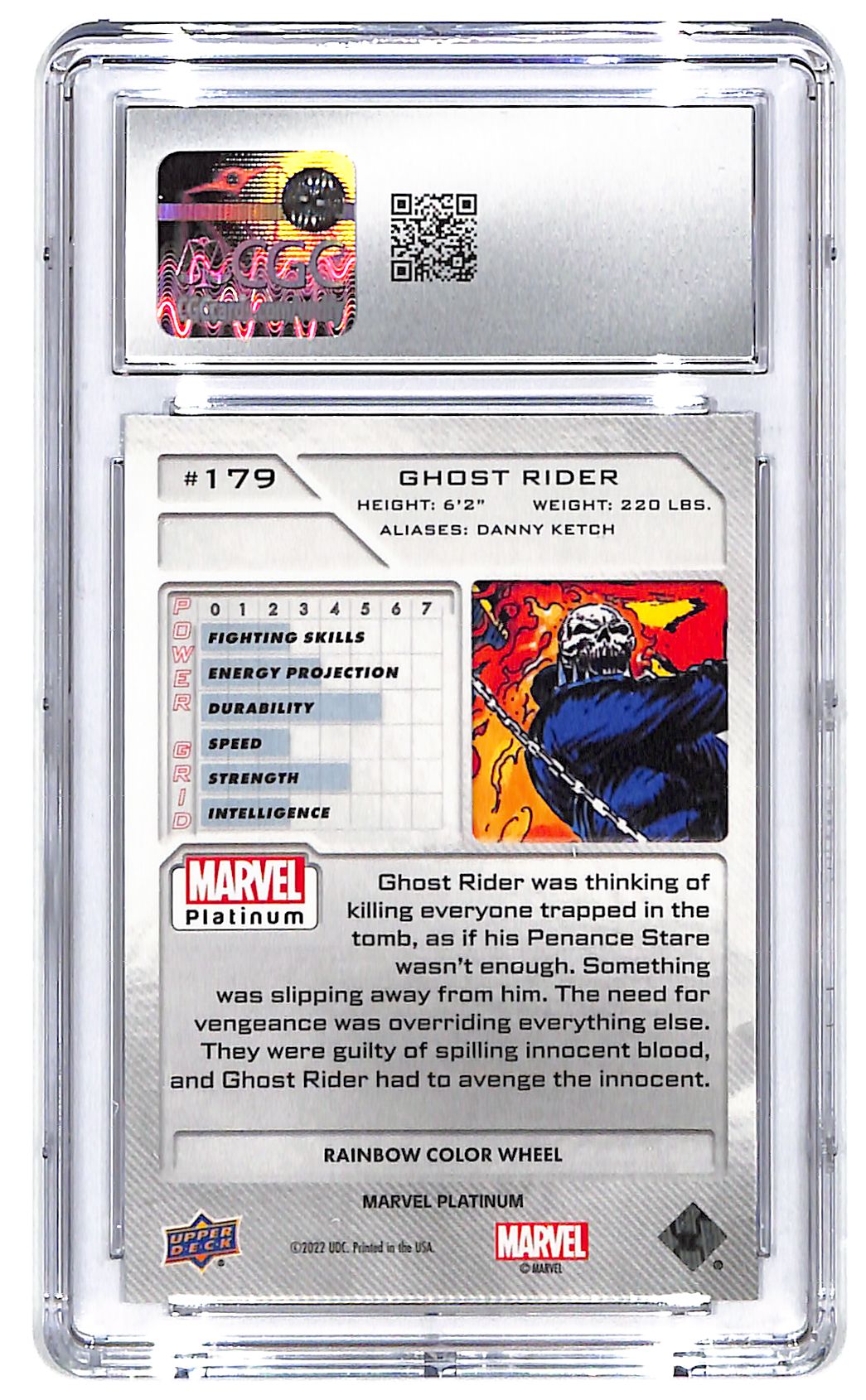 2024 Ghost Rider UD Marvel Platinum Rainbow Color Wheel #179 CGC Mint Plus 9.5