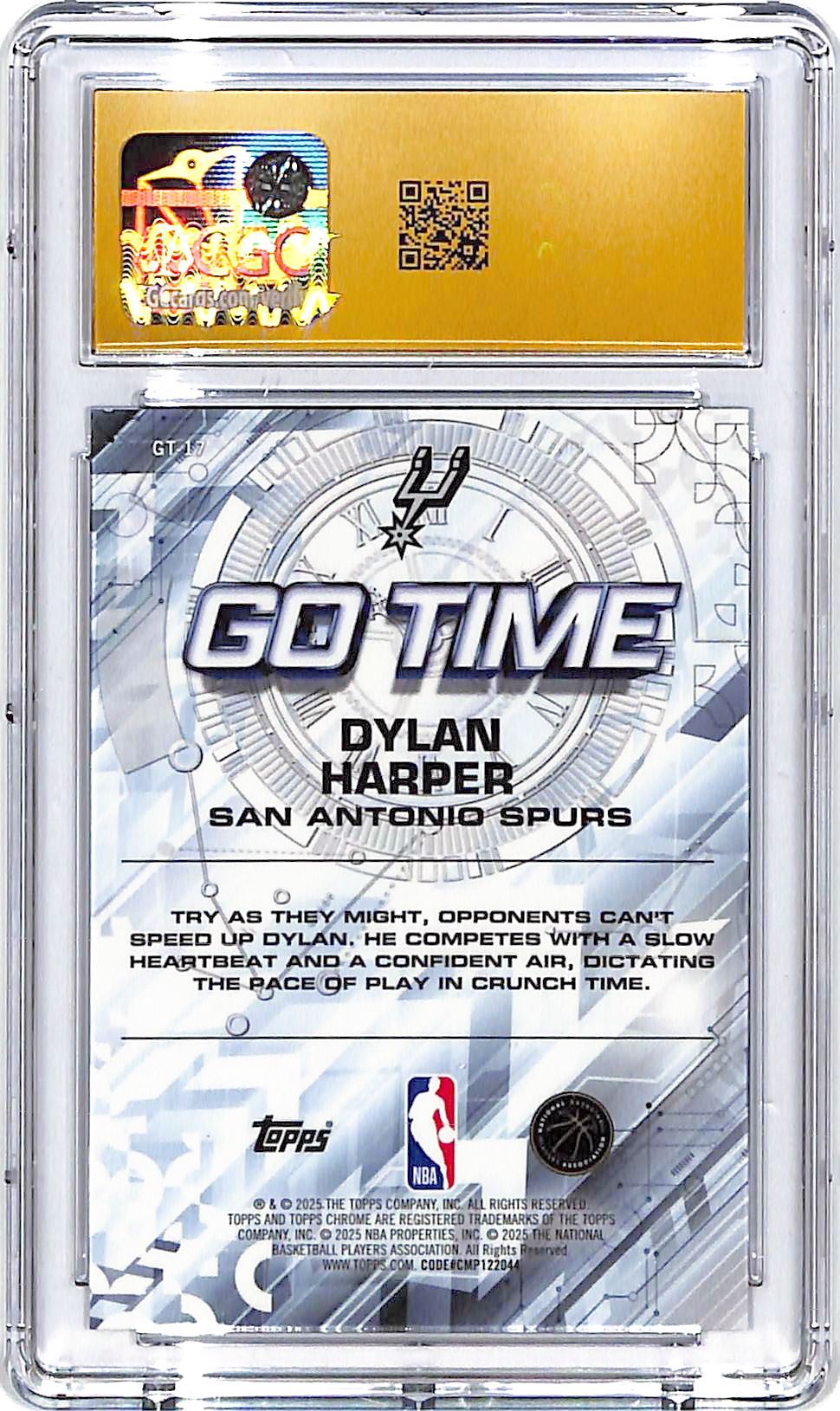 2025-26 Topps Chrome Dylan Harper Go Time Rookie RC CGC 10 Pristine Spurs