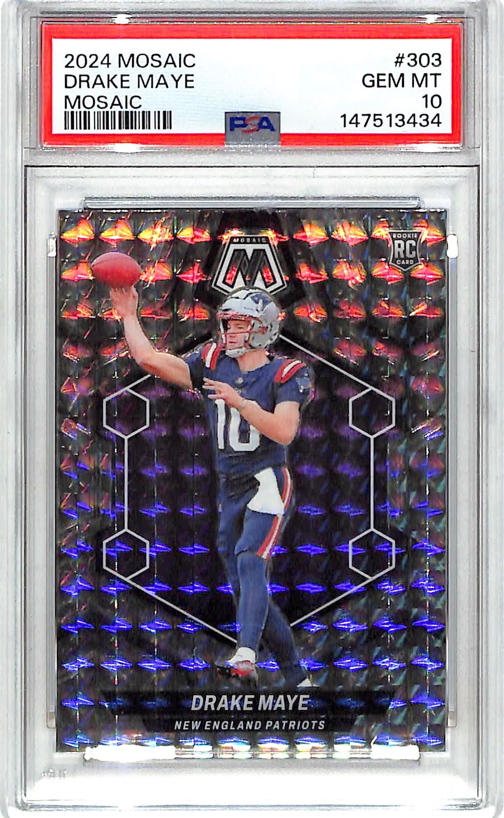 2024 Mosaic Drake Maye Rookie RC Mosaic PSA 10 #303 Patriots