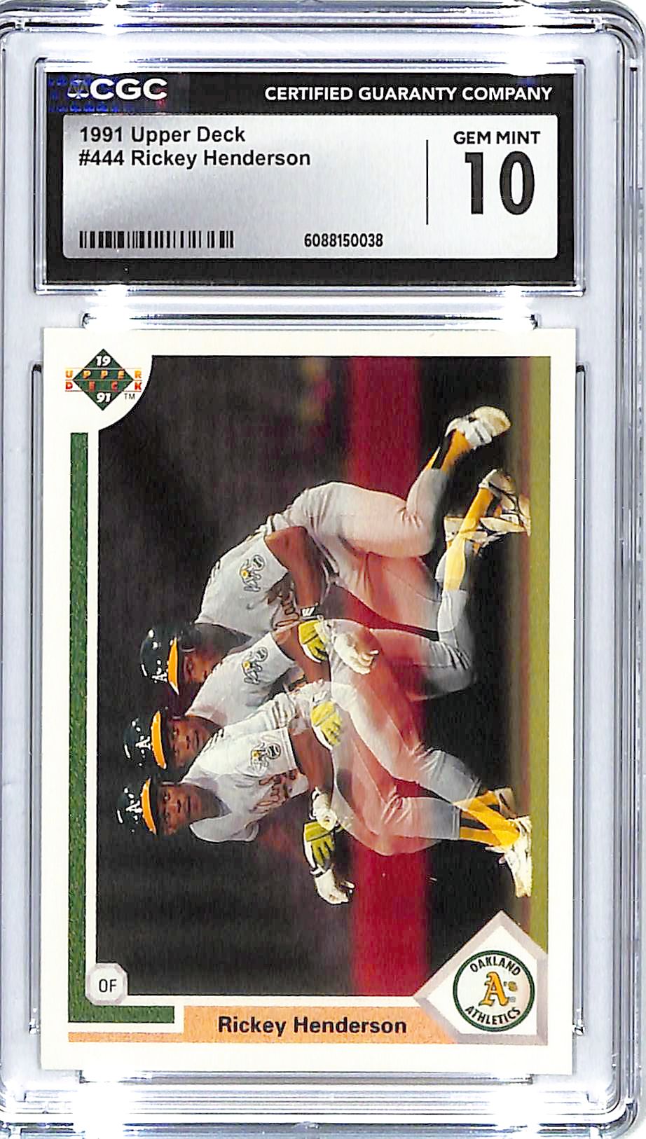 1991 Upper Deck Rickey Henderson #444 CGC 10 Athletics