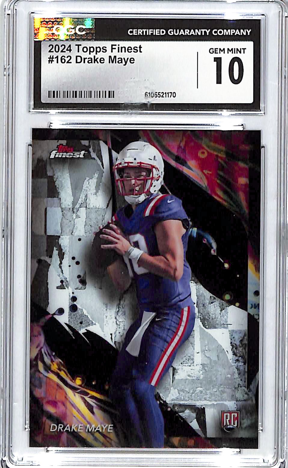 2024 Topps Finest Drake Maye Rookie RC #162 CGC 10 Patriots