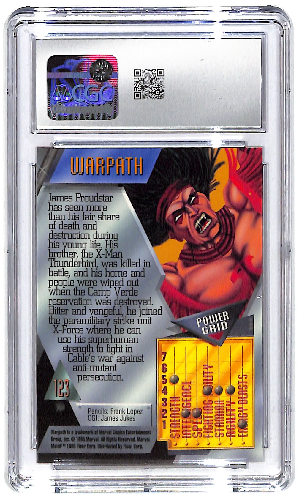 1995 Warpath Fleer Marvel Metal Inaugural Edition #123 CGC Mint Plus 9.5