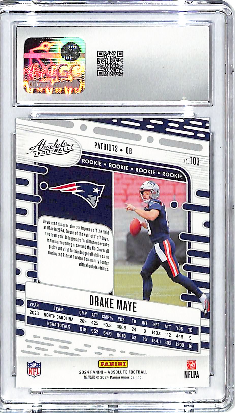 2024 Absolute Drake Maye Retail Rookie RC #103 CGC 10 Patriots